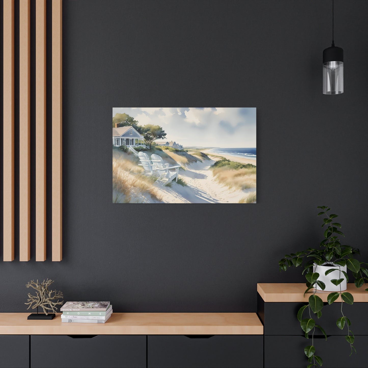 Hamptons Oceanfront Vibe, Watercolor Painting, 18 of many