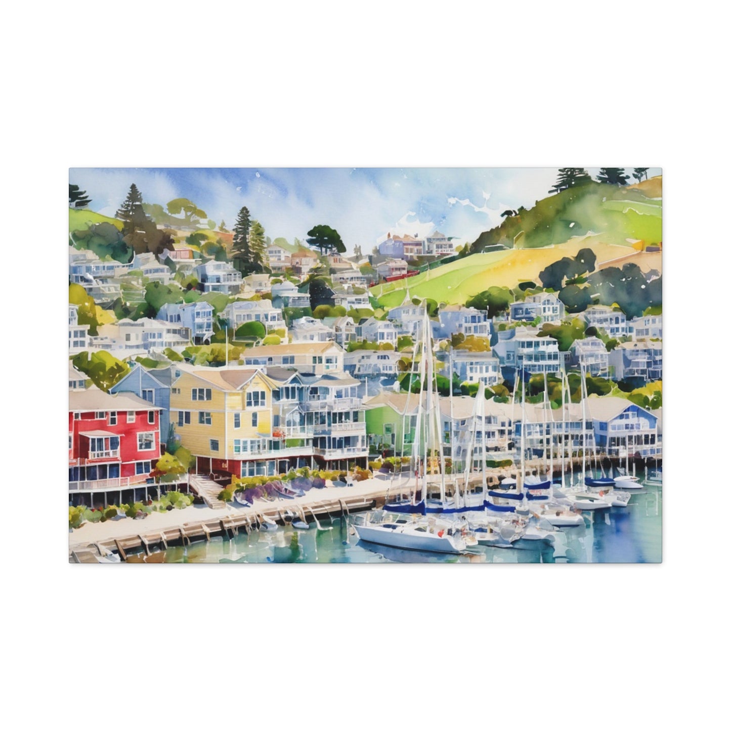 Sausalito California Coastal Vibe, Canvas Painting, 1 of many
