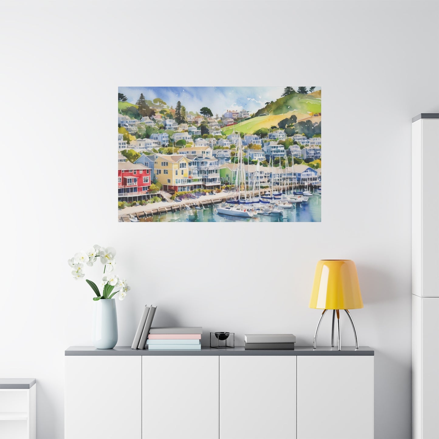Sausalito California Coastal Vibe, Canvas Painting, 1 of many