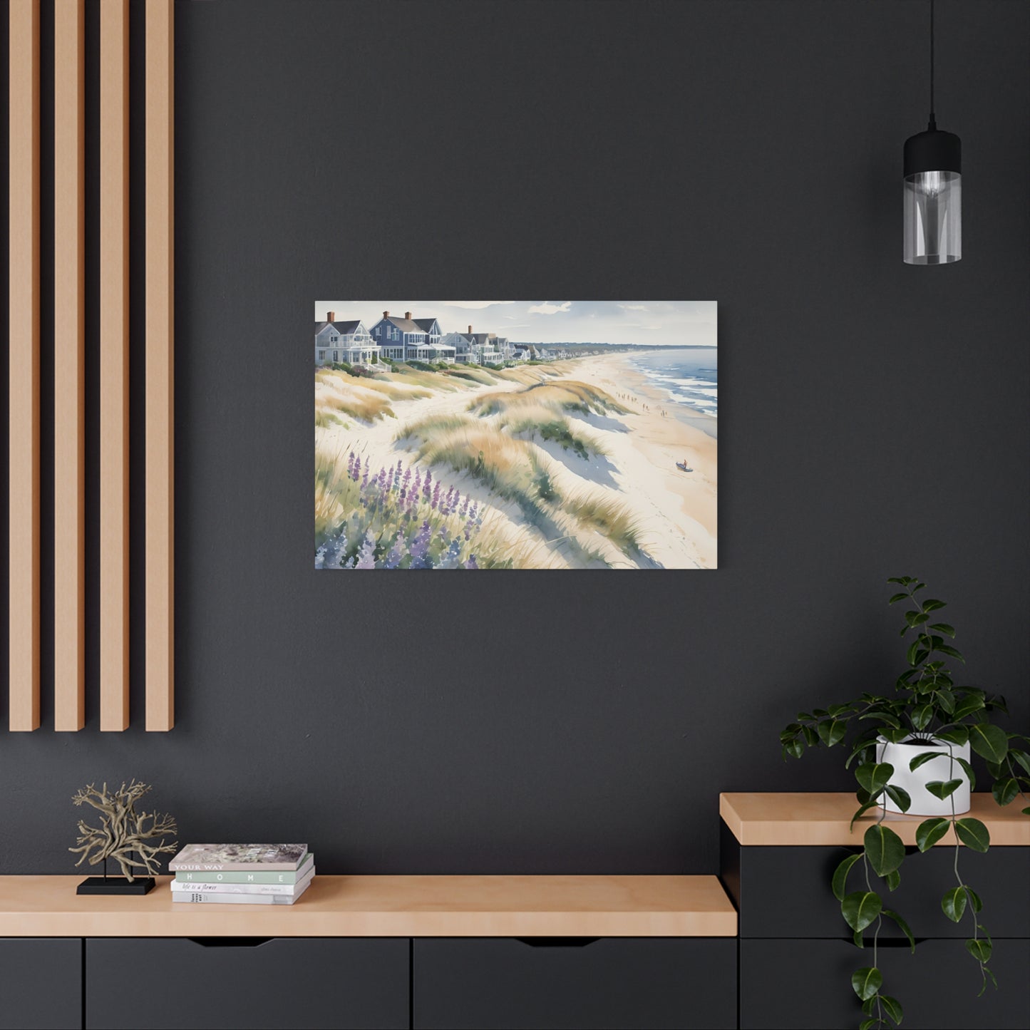 Hamptons Oceanfront Vibe, Watercolor Painting, 3 of many