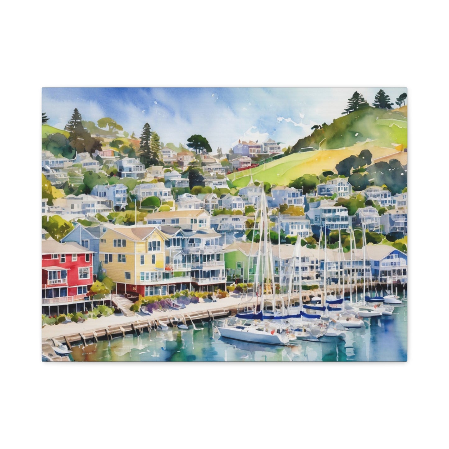 Sausalito California Coastal Vibe, Canvas Painting, 1 of many