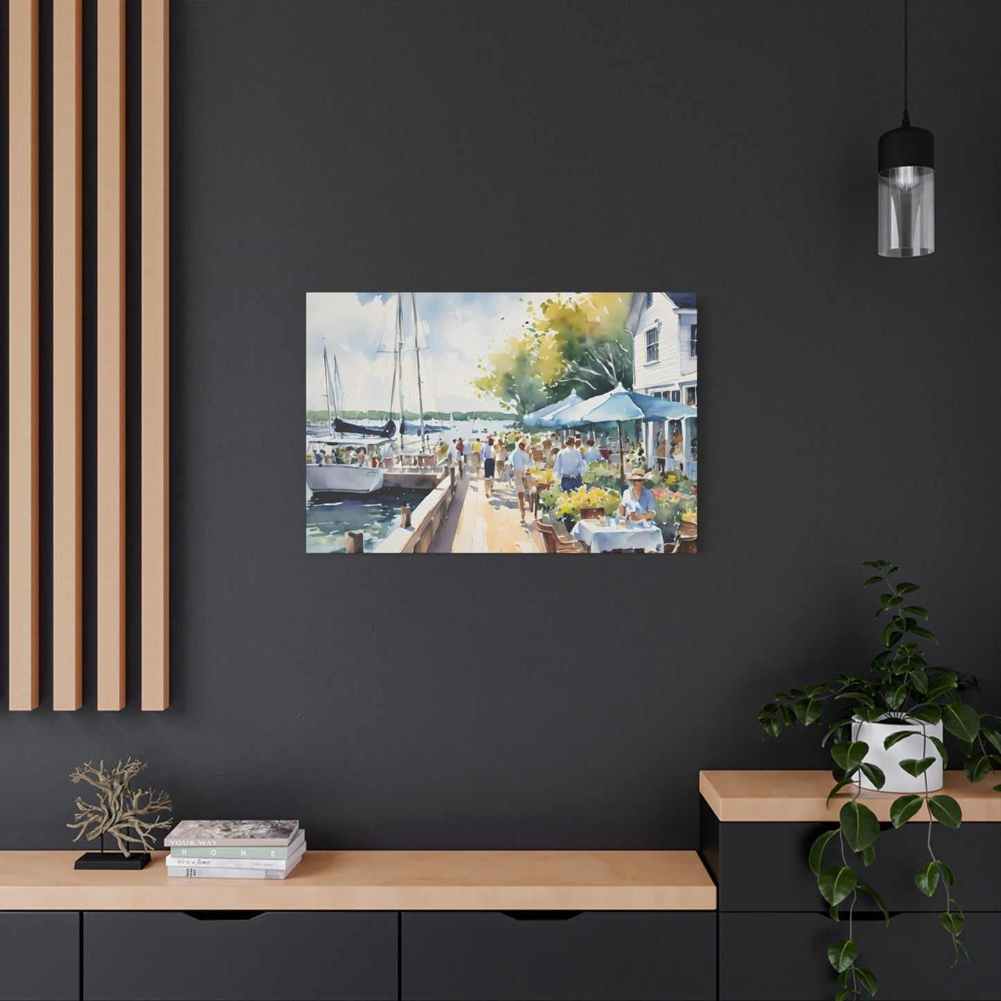 Hamptons Waterfront, Hamptons Watercolor Painting, 1 of many