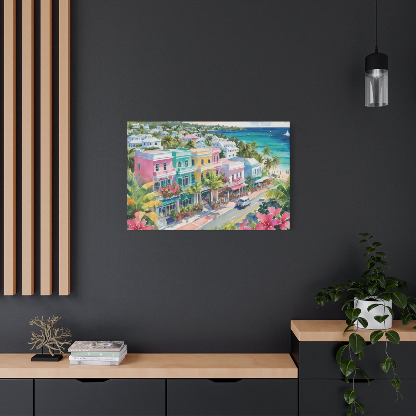 Bermuda Coastal Vibe, Watercolor Canvas Painting, 13 of many