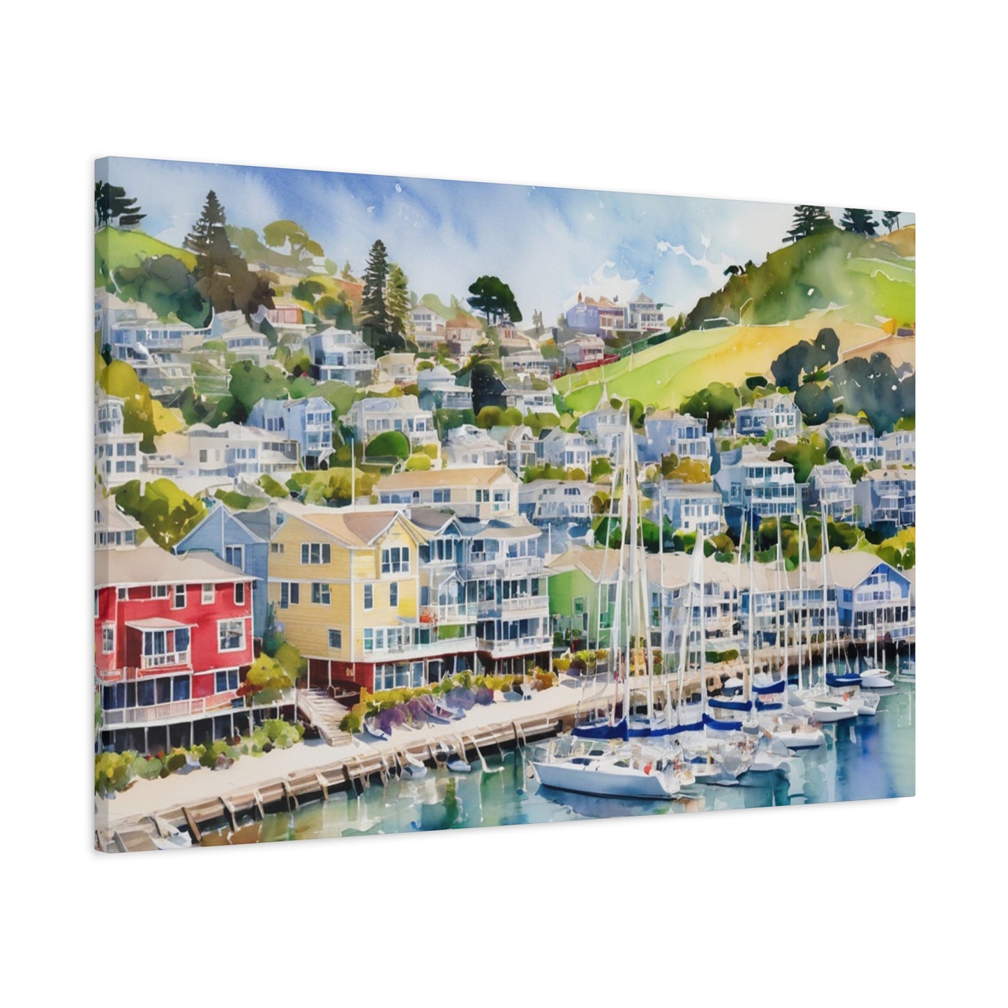 Sausalito California Coastal Vibe, Canvas Painting, 1 of many