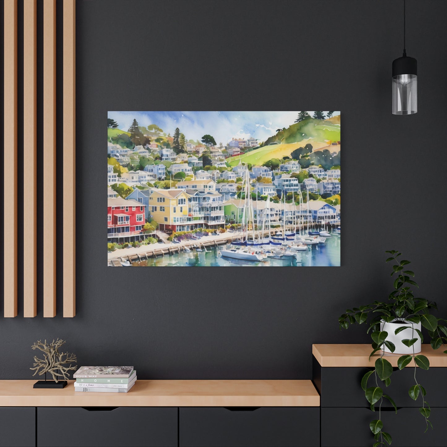 Sausalito California Coastal Vibe, Canvas Painting, 1 of many