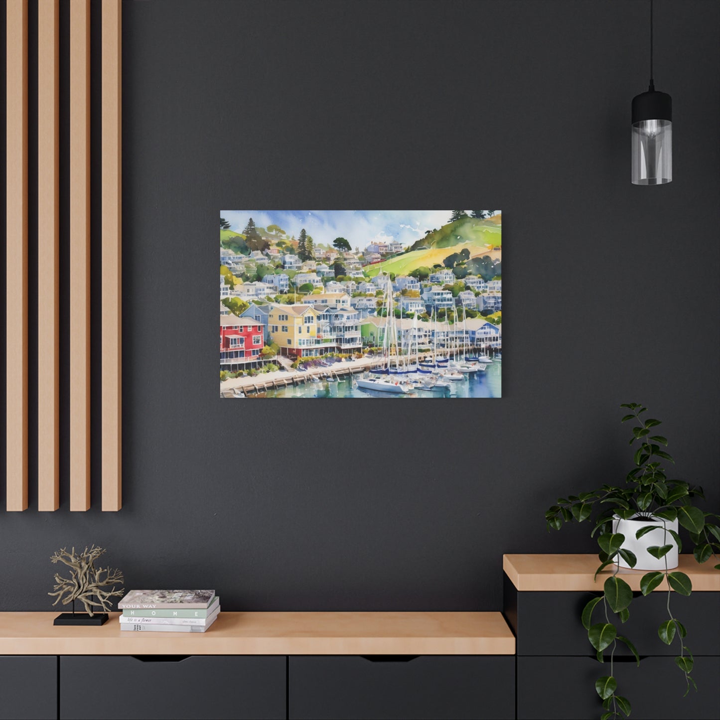 Sausalito California Coastal Vibe, Canvas Painting, 1 of many