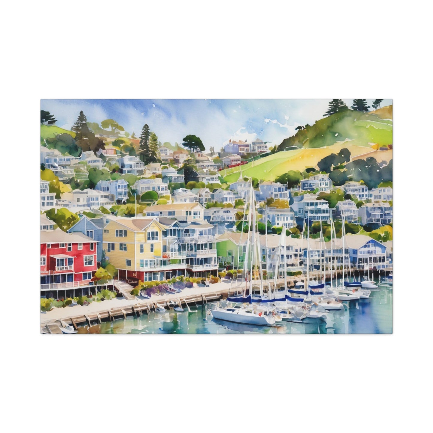 Sausalito California Coastal Vibe, Canvas Painting, 1 of many
