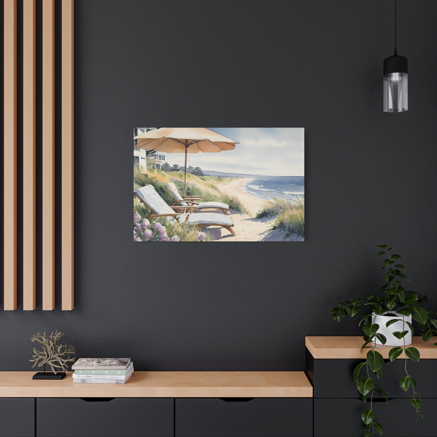 Hamptons Oceanfront Vibe, Watercolor Painting, 8 of many