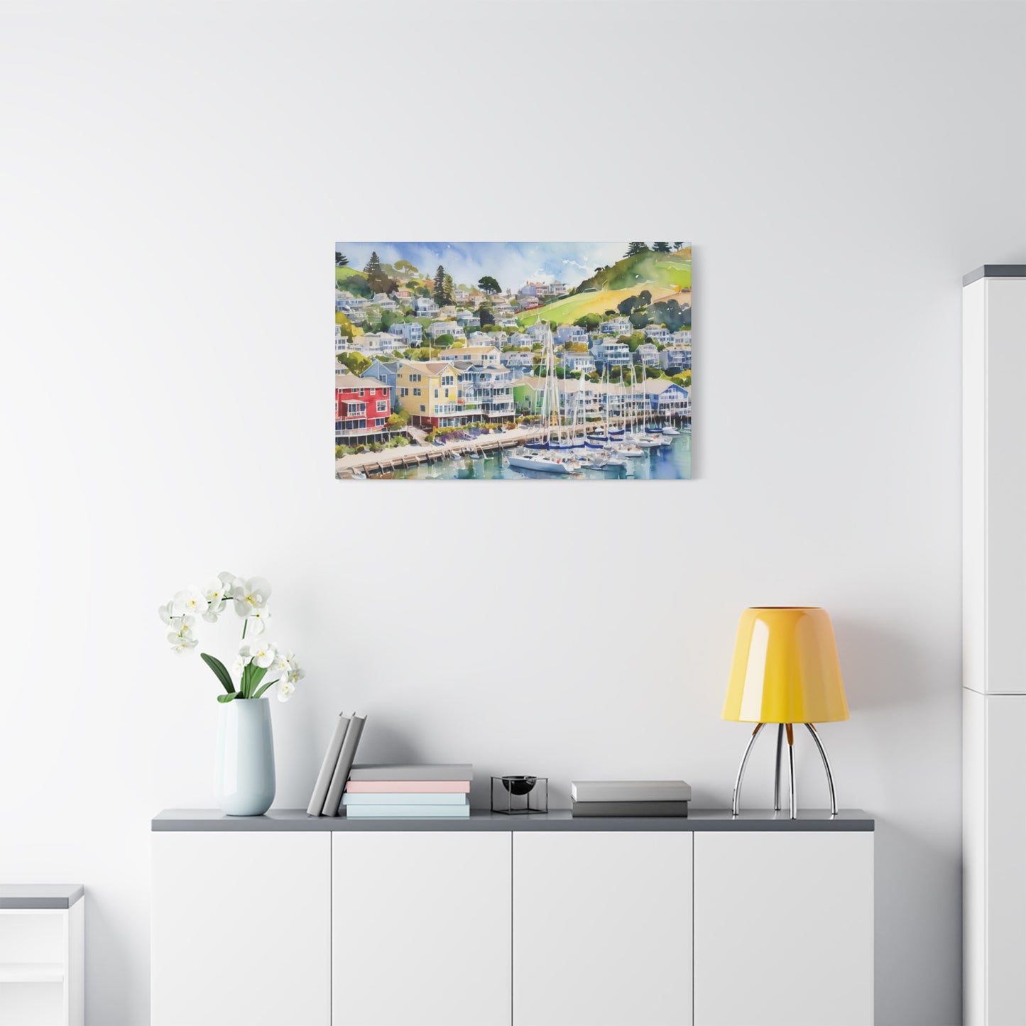 Sausalito California Coastal Vibe, Canvas Painting, 1 of many