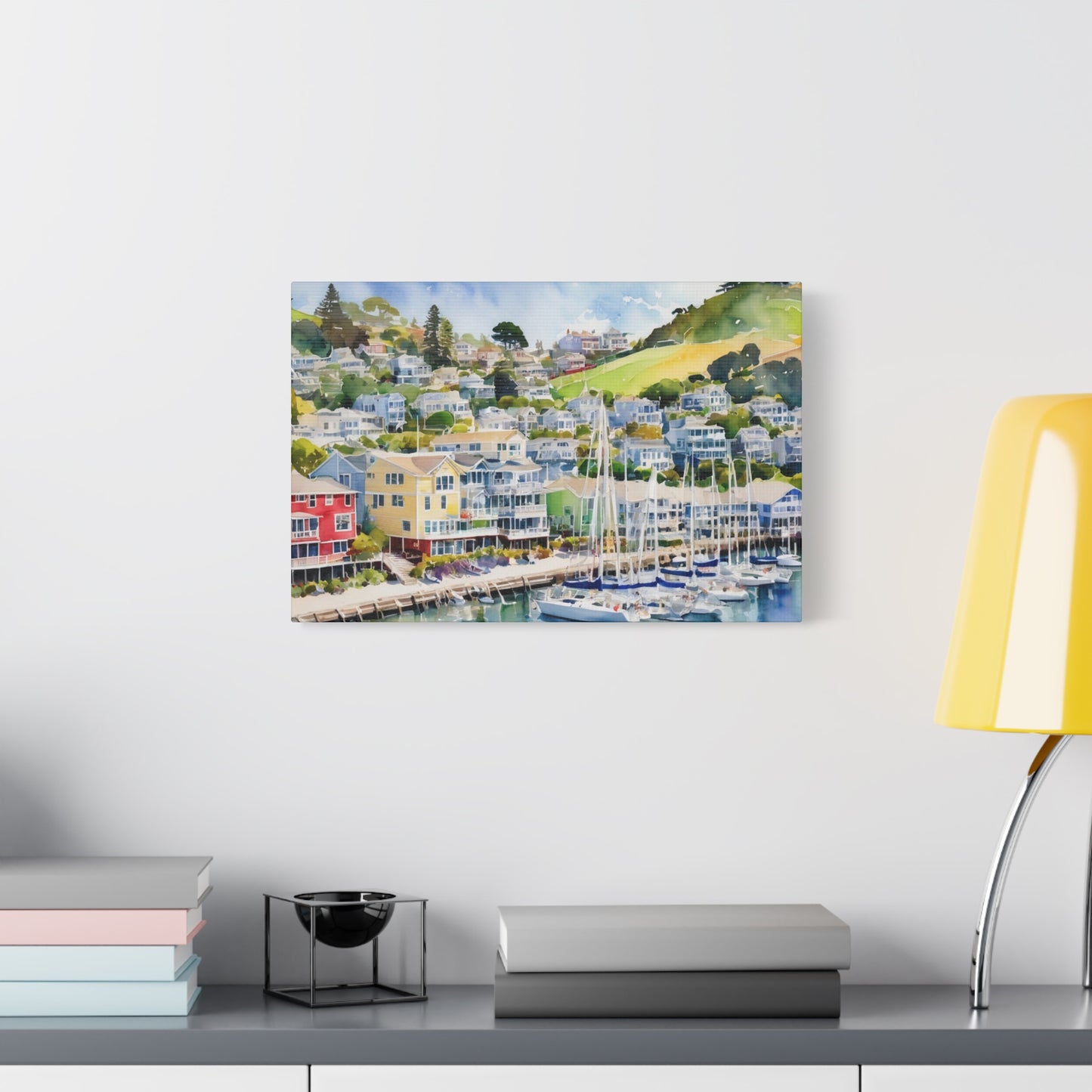 Sausalito California Coastal Vibe, Canvas Painting, 1 of many