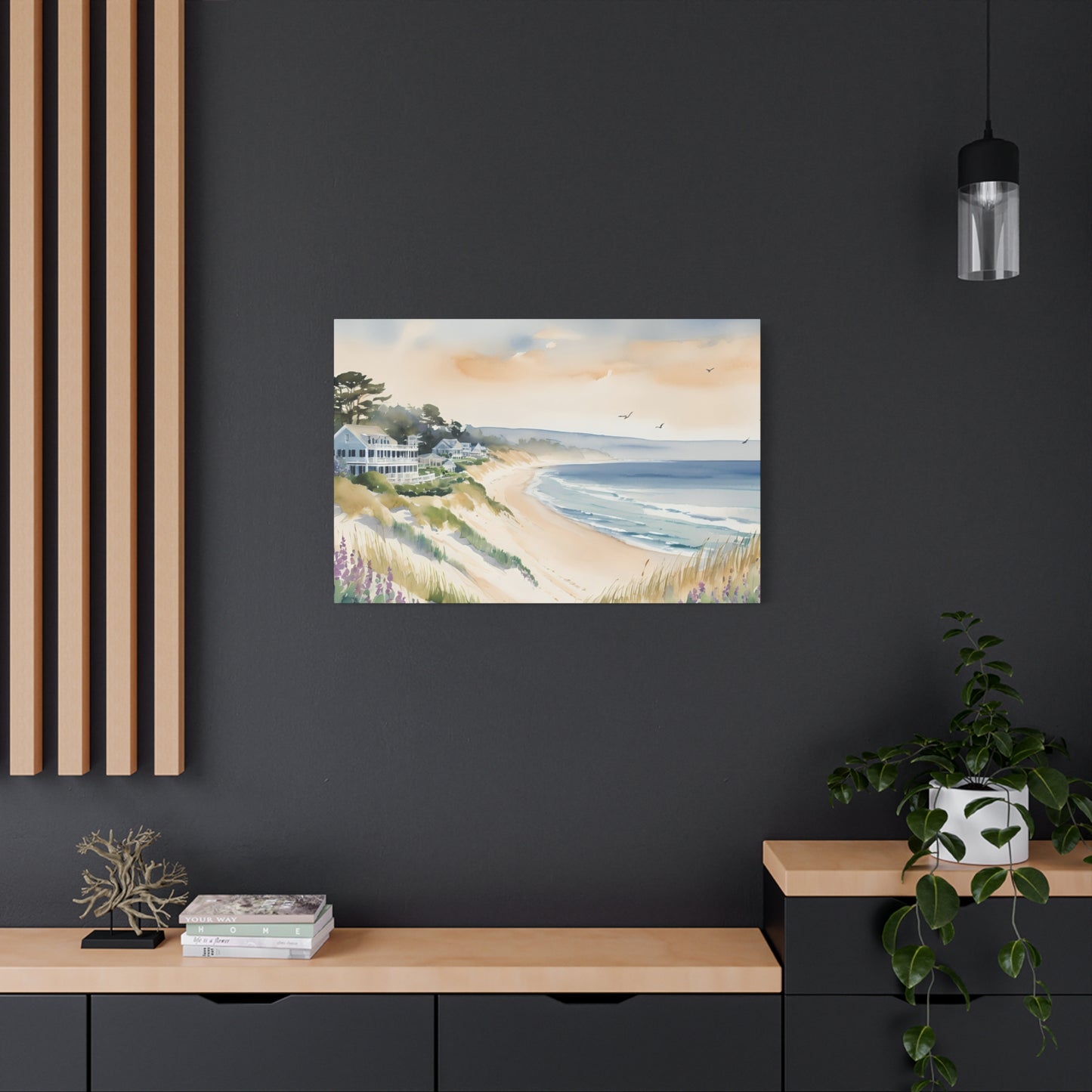 Hamptons Oceanfront Vibe, Watercolor Painting, 12 of many