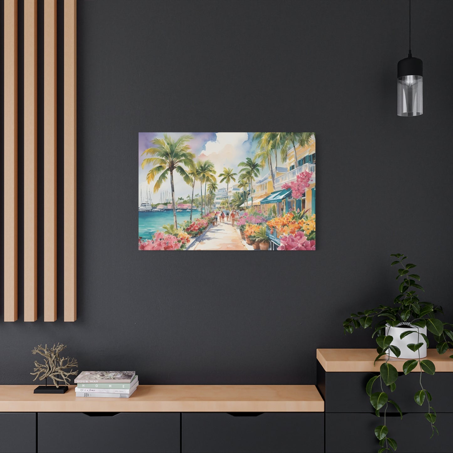 Bermuda Coastal Vibe, Watercolor Canvas Painting, 15 of many