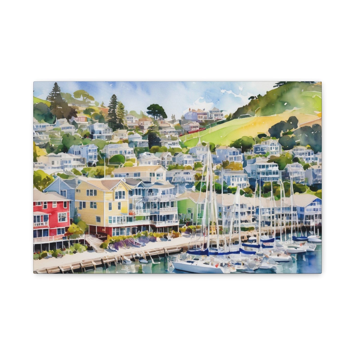 Sausalito California Coastal Vibe, Canvas Painting, 1 of many