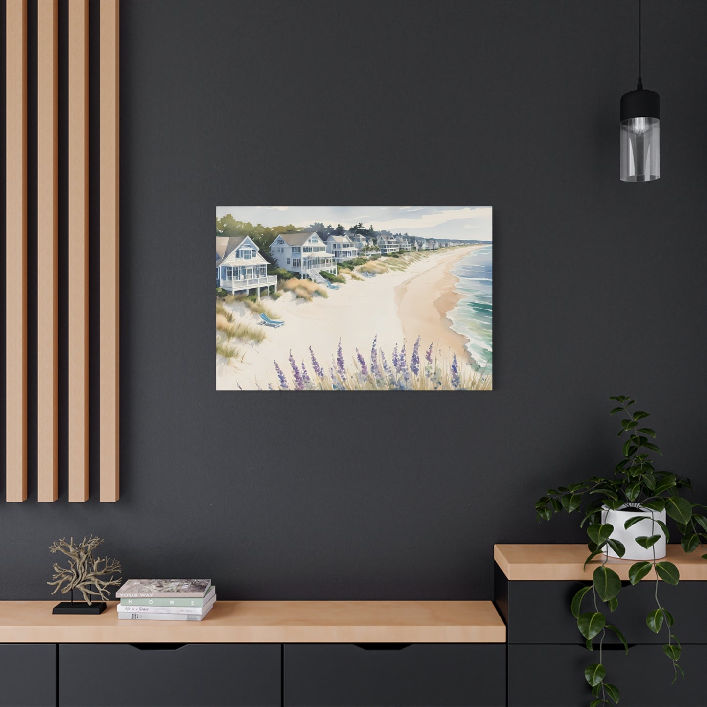 Hamptons Oceanfront Vibe, Watercolor Painting, 5 of many