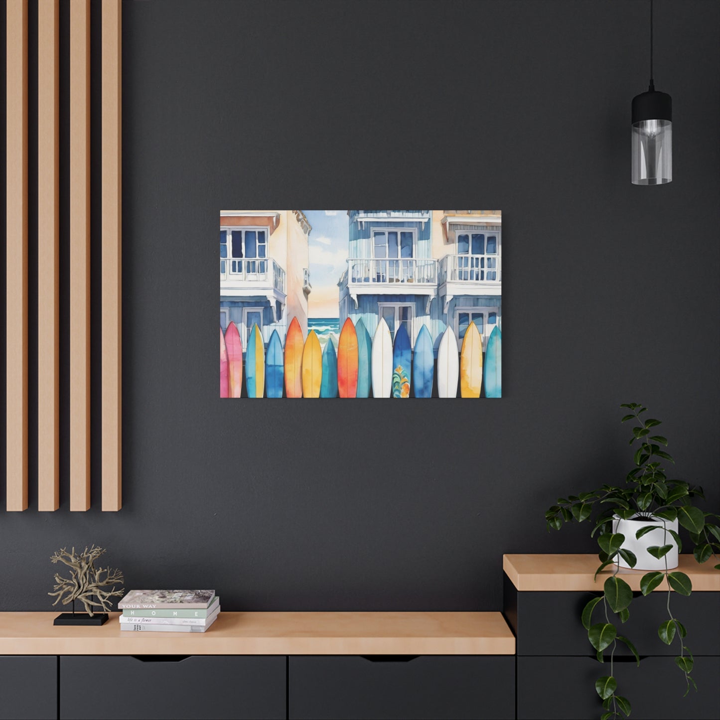 Coastal Surfboard Vibe, Coastal Canvas Painting, 1 of many