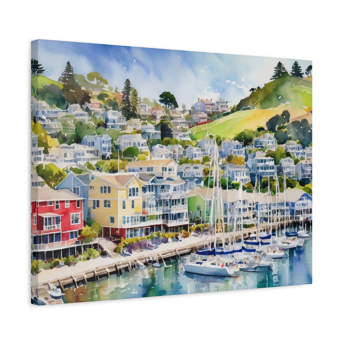 Sausalito California Coastal Vibe, Canvas Painting, 1 of many