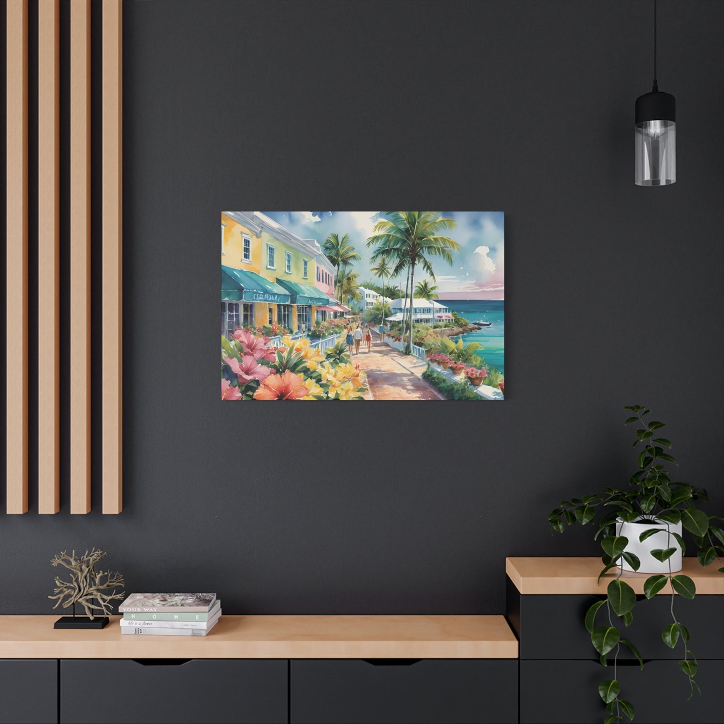 Bermuda Coastal Vibe, Watercolor Canvas Painting, 4 of many