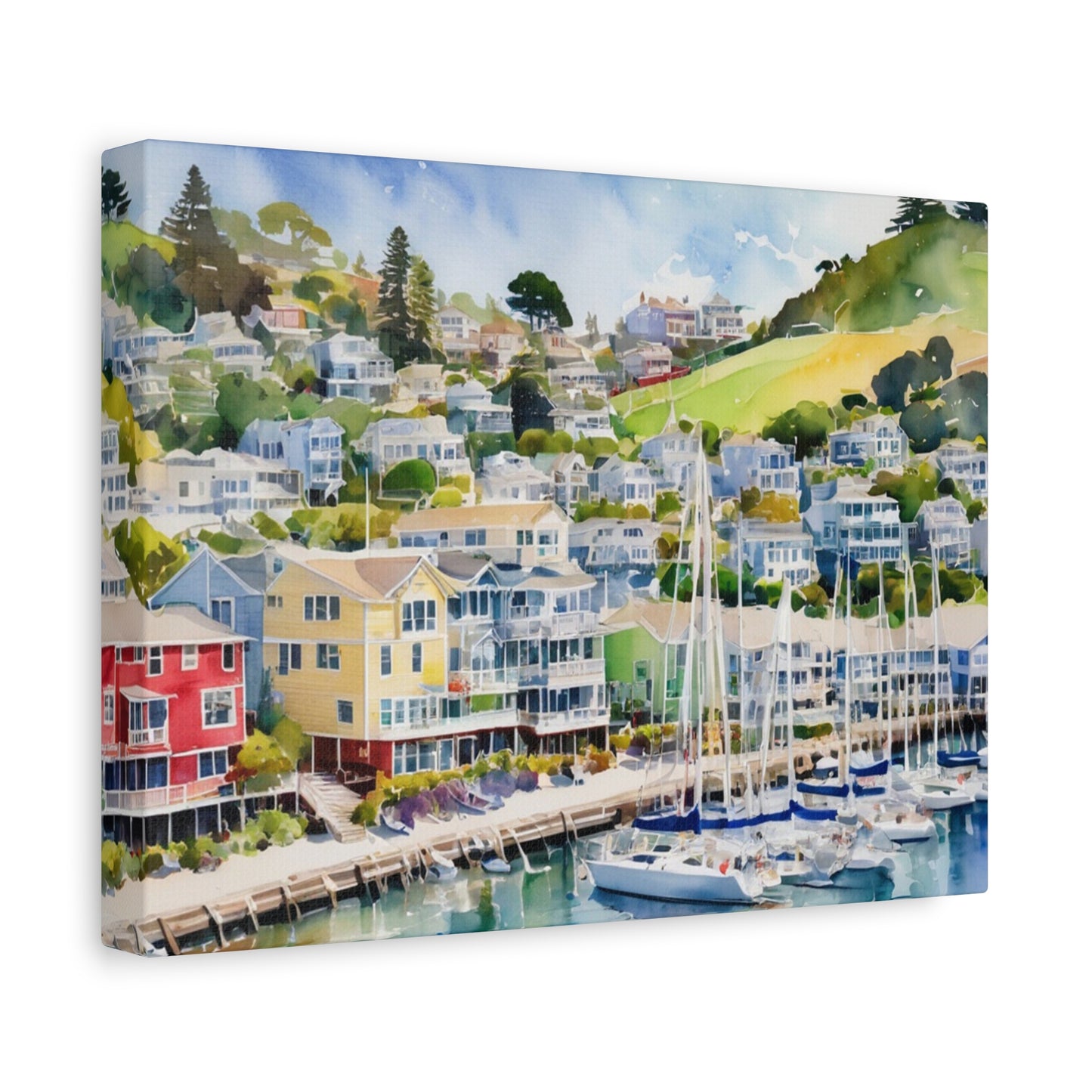 Sausalito California Coastal Vibe, Canvas Painting, 1 of many