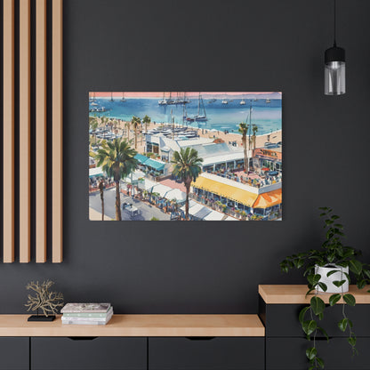 Santa Monica Waterfront, Watercolor Canvas Painting, 1 of many