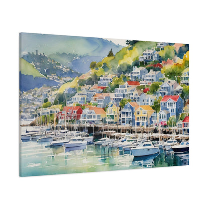 Sausalito California Coastal Vibe, Canvas Painting, 3 of many