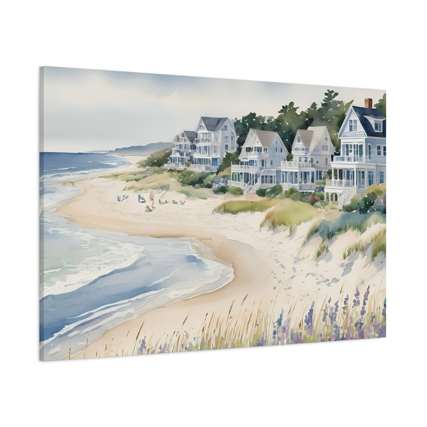 Hamptons Oceanfront Vibe, Watercolor Painting, 1 of many