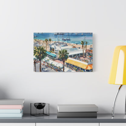 Santa Monica Waterfront, Watercolor Canvas Painting, 1 of many