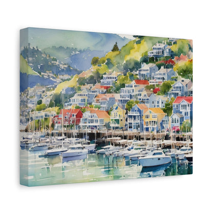 Sausalito California Coastal Vibe, Canvas Painting, 3 of many