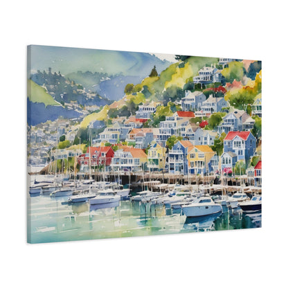 Sausalito California Coastal Vibe, Canvas Painting, 3 of many