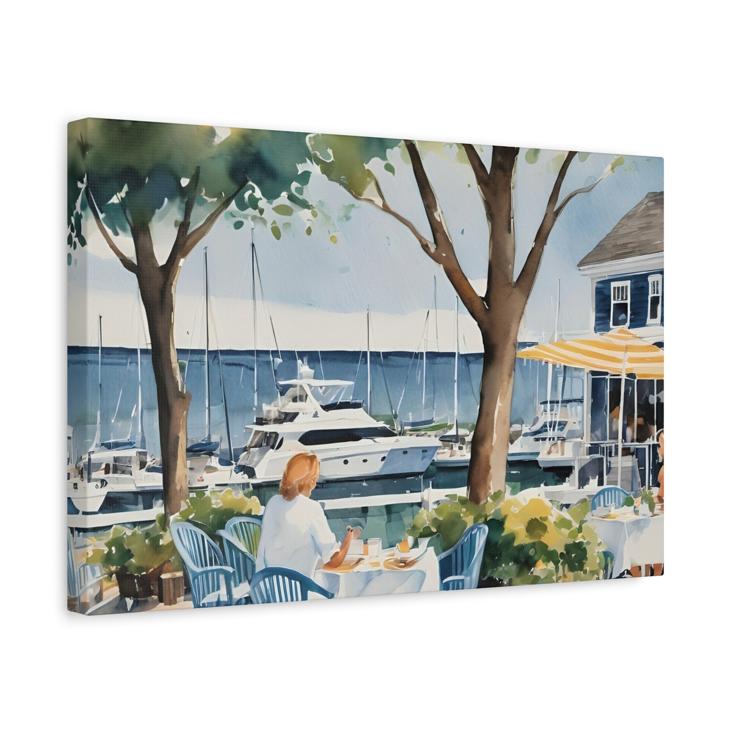 Hamptons Waterfront, Hamptons Watercolor Painting, 3 of many