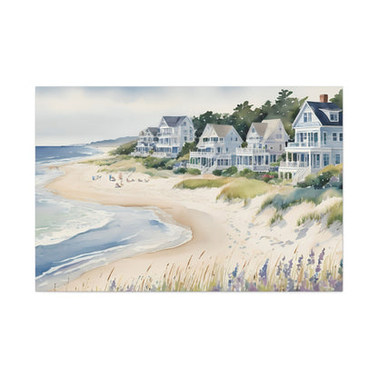 Hamptons Oceanfront Vibe, Watercolor Painting, 1 of many