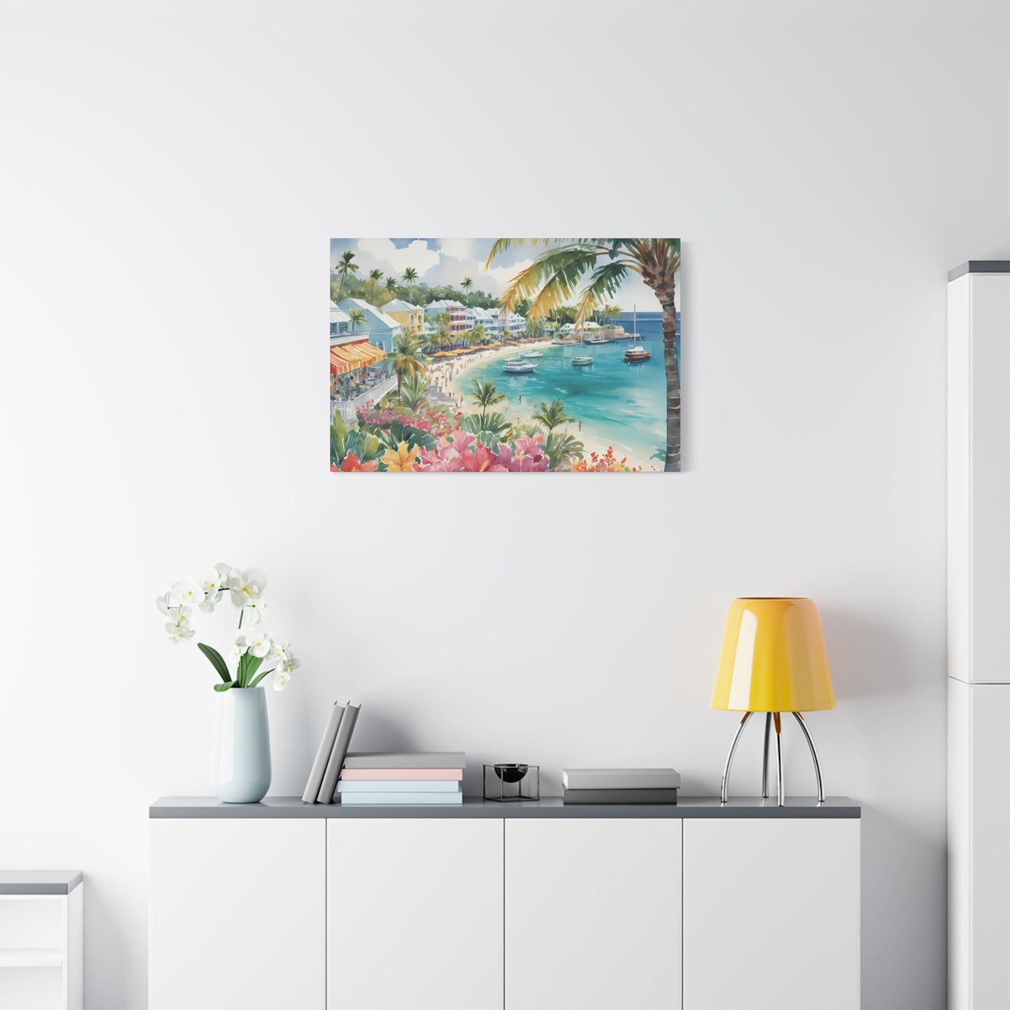 Bermuda Coastal Vibe, Watercolor Canvas Painting, 10 of many