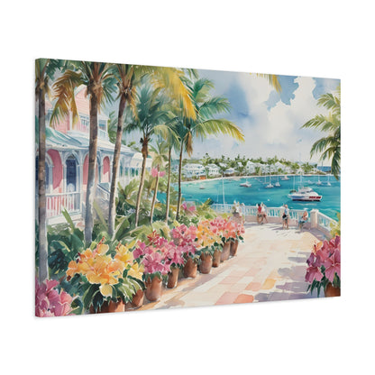 Bermuda Coastal Vibe, Watercolor Canvas Painting, 8 of many