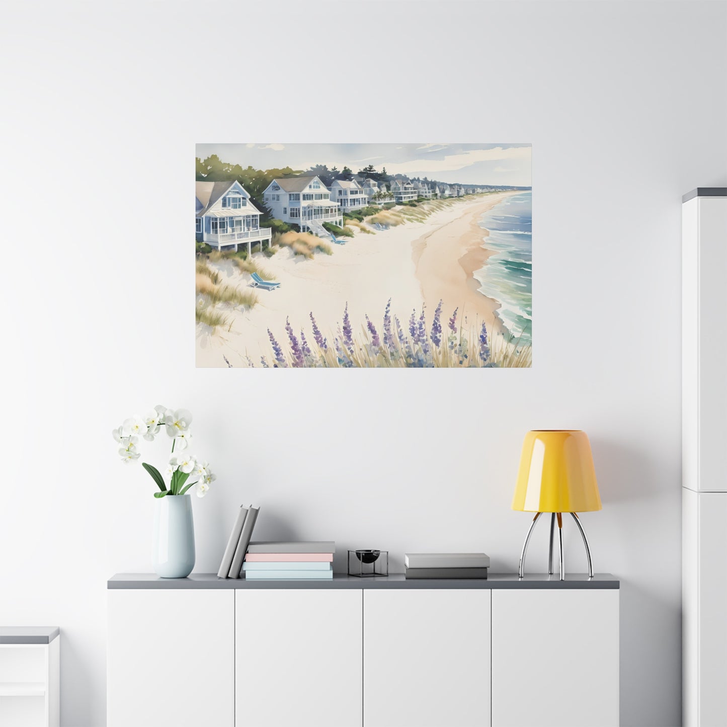 Hamptons Oceanfront Vibe, Watercolor Painting, 5 of many