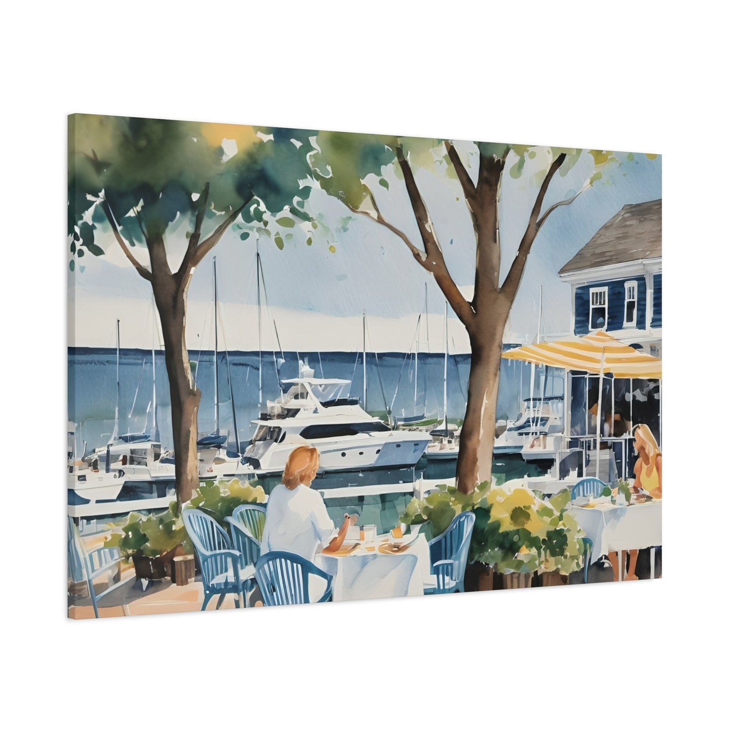 Hamptons Waterfront, Hamptons Watercolor Painting, 3 of many