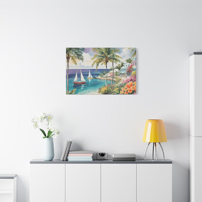 Bermuda Coastal Vibe, Watercolor Canvas Painting, 9 of many