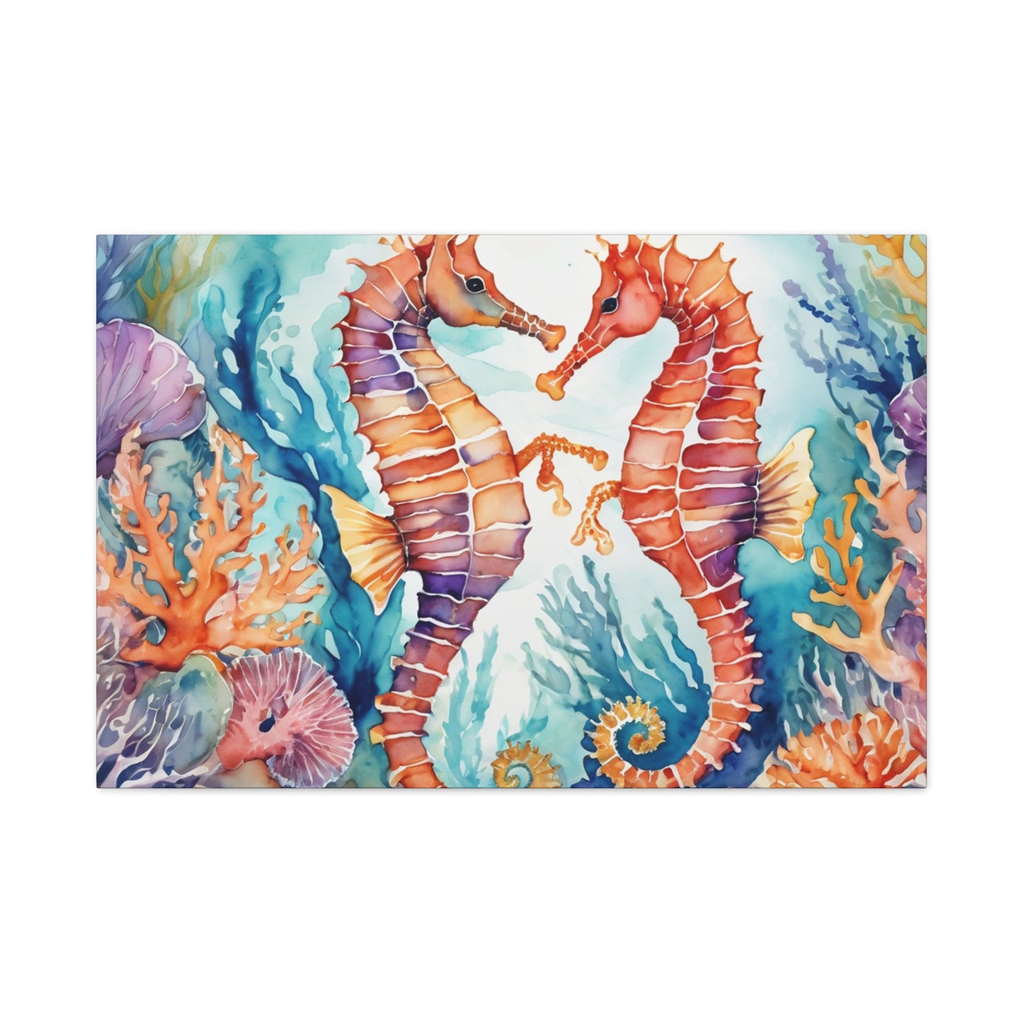 Seahorse Vibe, Watercolor Canvas Painting, 5 of many