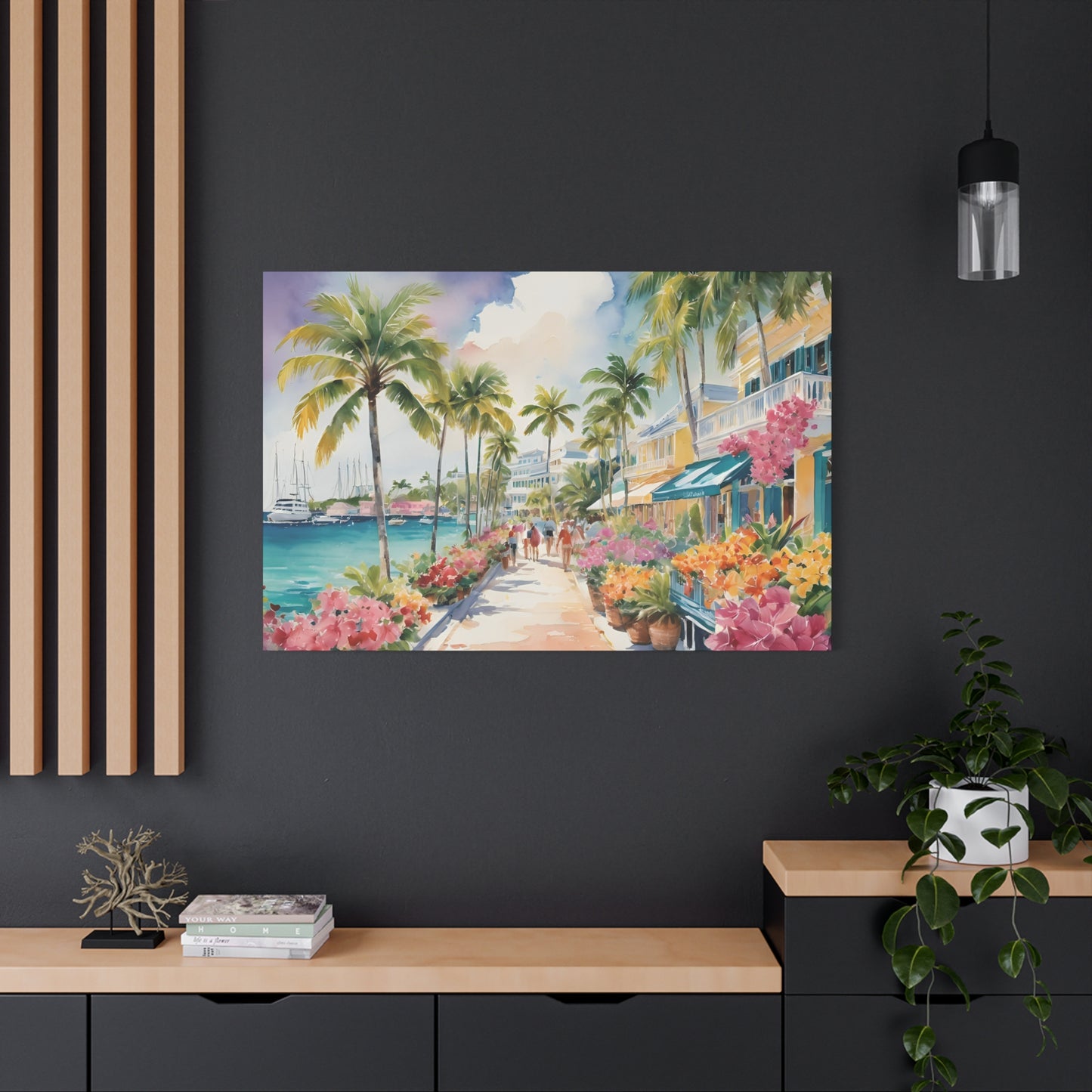 Bermuda Coastal Vibe, Watercolor Canvas Painting, 15 of many