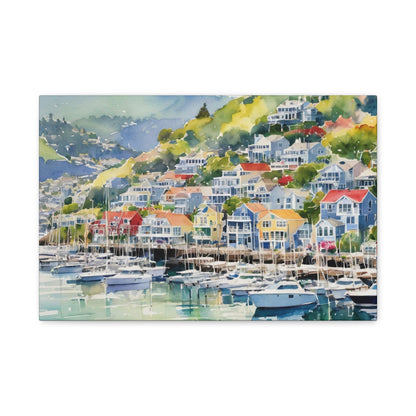 Sausalito California Coastal Vibe, Canvas Painting, 3 of many