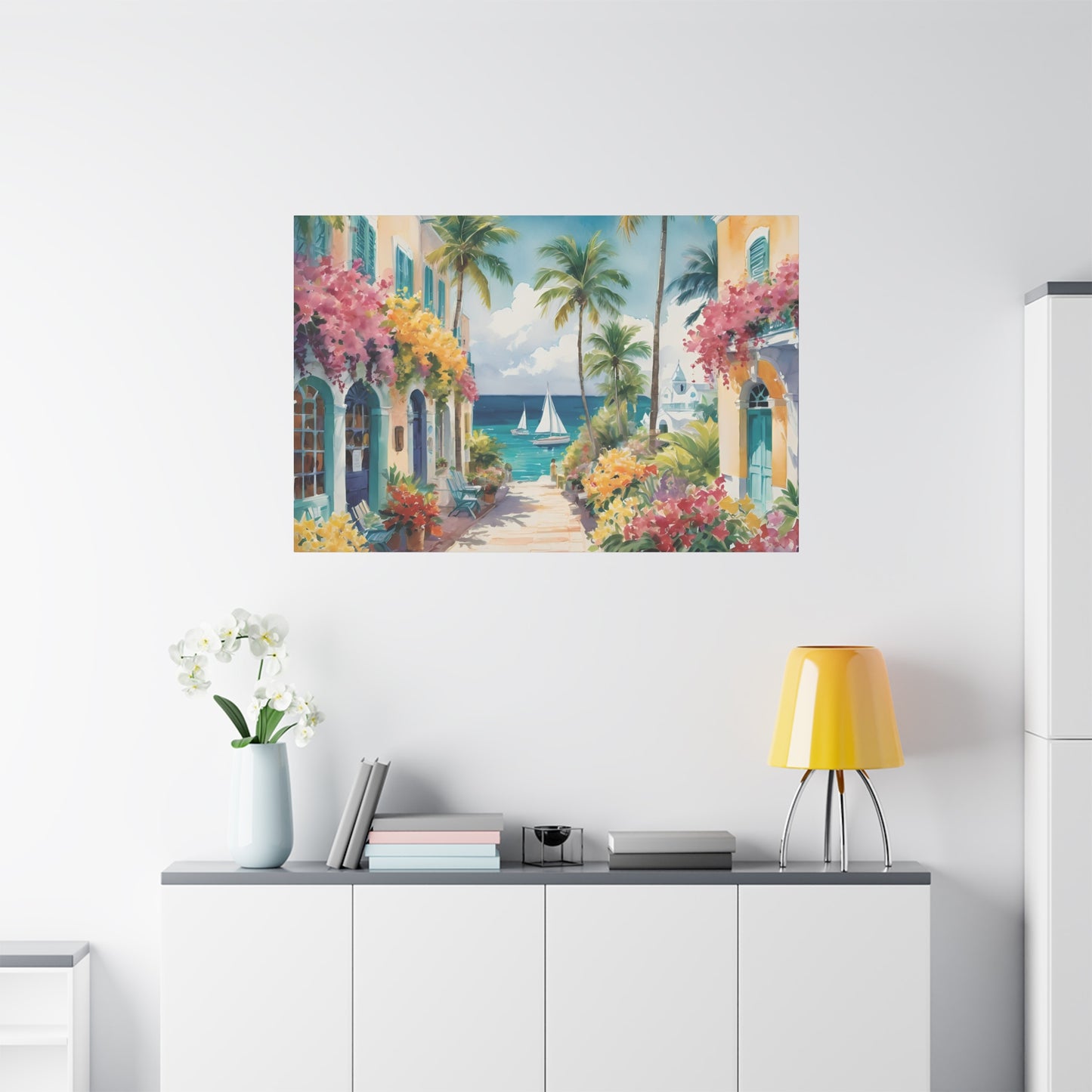 Bermuda Coastal Vibe, Watercolor Canvas Painting, 6 of many