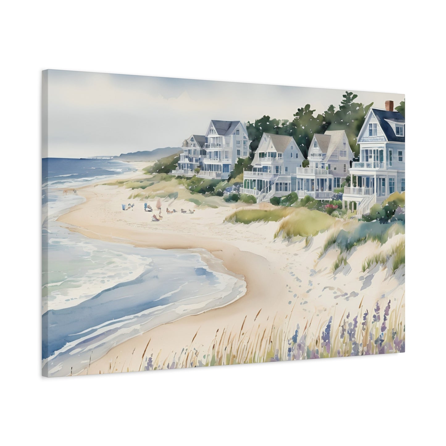 Hamptons Oceanfront Vibe, Watercolor Painting, 1 of many