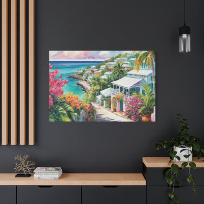 Bermuda Coastal Vibe, Watercolor Canvas Painting, 12 of many