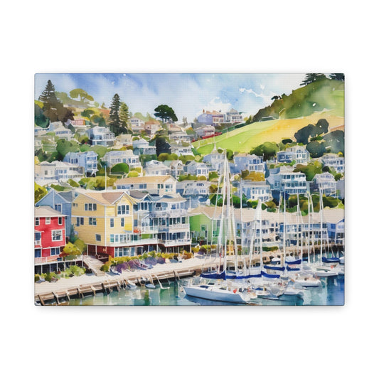 Sausalito California Coastal Vibe, Canvas Painting, 1 of many