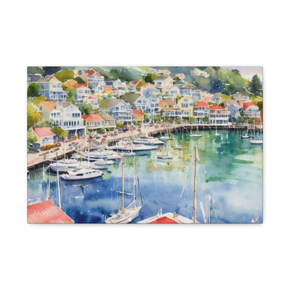 Sausalito California Coastal Vibe, Canvas Painting, 2 of many