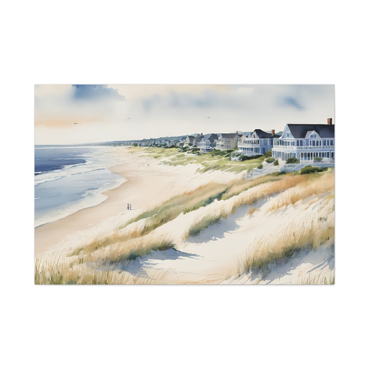 Hamptons Oceanfront Vibe, Watercolor Painting, 2 of many