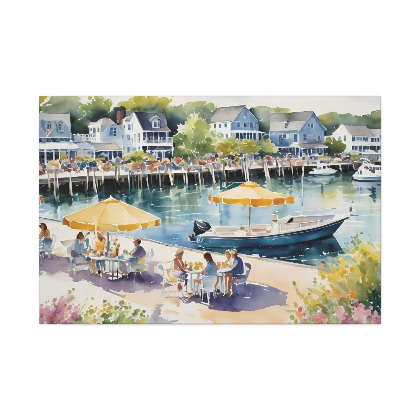 Hamptons Waterfront, Hamptons Watercolor Painting, 2 of many