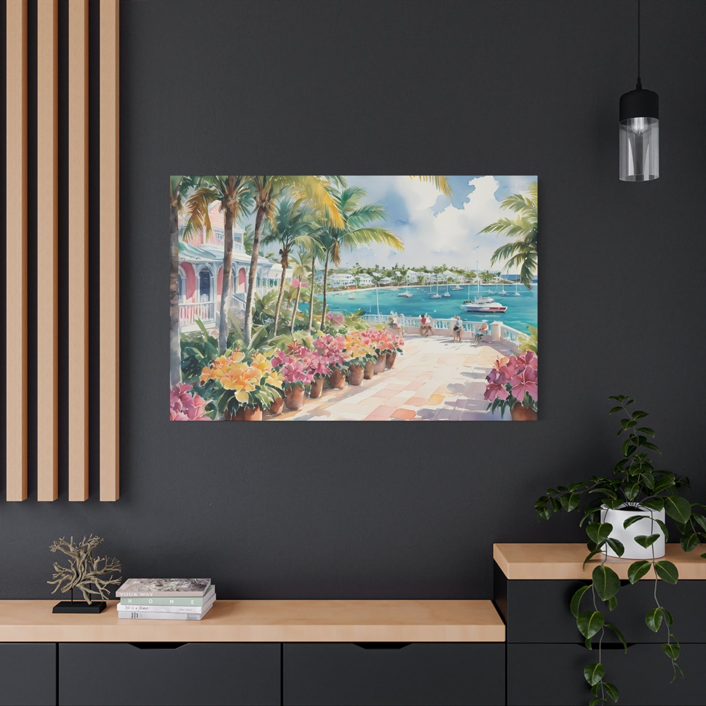 Bermuda Coastal Vibe, Watercolor Canvas Painting, 8 of many