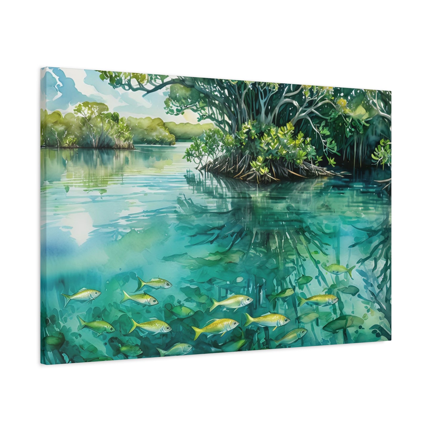 Florida Bay Vibe, Watercolor Canvas Painting, 2 of many