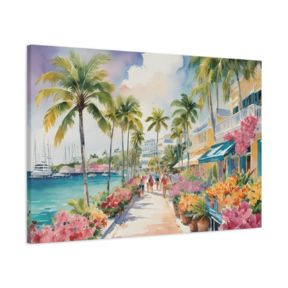 Bermuda Coastal Vibe, Watercolor Canvas Painting, 15 of many