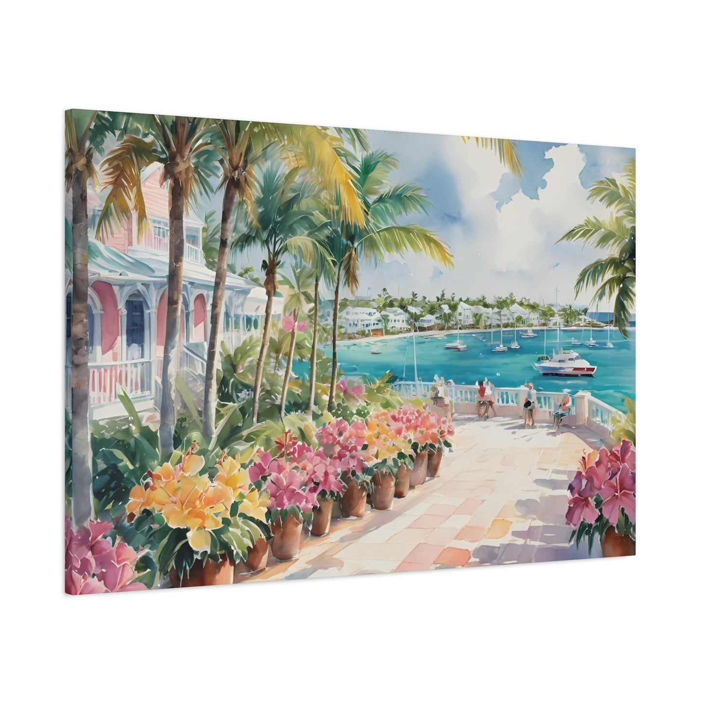 Bermuda Coastal Vibe, Watercolor Canvas Painting, 8 of many