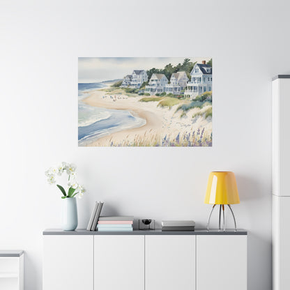 Hamptons Oceanfront Vibe, Watercolor Painting, 1 of many